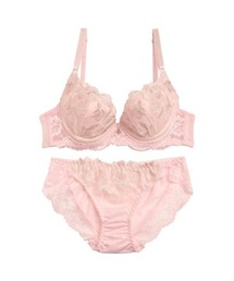 DRW（ドロー）の「パステル メッシュ レース フラワー   ブラジャー & フルバック ショーツ（ブラ&ショーツ）」