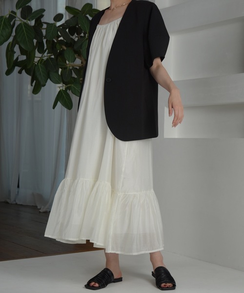 I_am（アイアム）の「chiffon cami tiered ops / シフォンキャミティアードワンピース（ワンピース・レディース・ミント/シャンパン/ホワイト・FREE）」の2枚目の写真