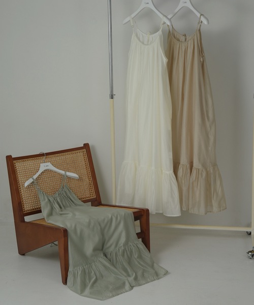 I_am（アイアム）の「chiffon cami tiered ops / シフォンキャミティアードワンピース（ワンピース・レディース・ミント/シャンパン/ホワイト・FREE）」の9枚目の写真