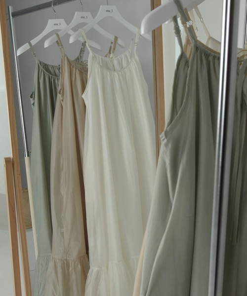 I_am（アイアム）の「chiffon cami tiered ops / シフォンキャミティアードワンピース（ワンピース・レディース・ミント/シャンパン/ホワイト・FREE）」の7枚目の写真