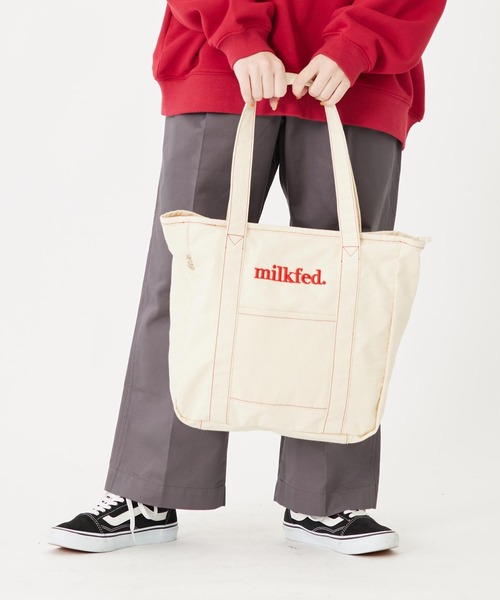 MILKFED.（ミルクフェド）の「CONTRAST STITCH TOTE BAG（トートバッグ・レディース・レッド/ブルー/ネイビー・ONE SIZE）」の3枚目の写真