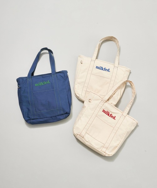 MILKFED.（ミルクフェド）の「CONTRAST STITCH TOTE BAG（トートバッグ・レディース・レッド/ブルー/ネイビー・ONE SIZE）」の4枚目の写真