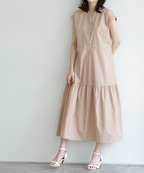 パールボタンティアードワンピース