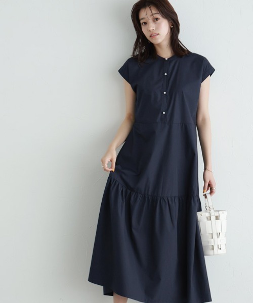 パールボタンティアードワンピース