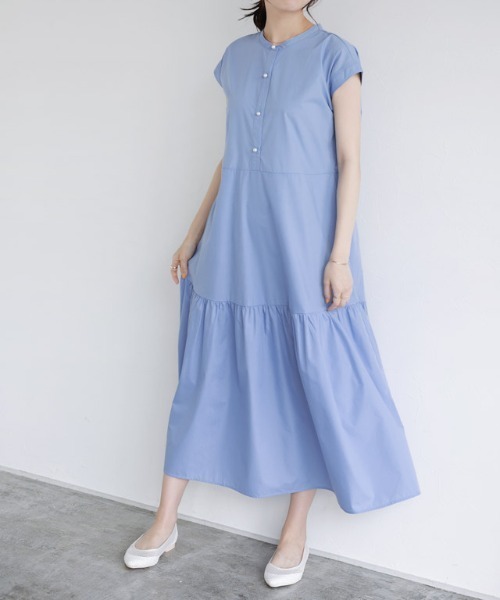 パールボタンティアードワンピース