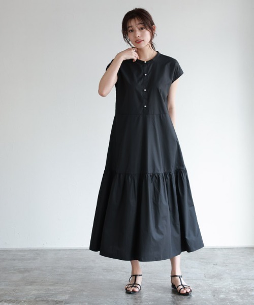 パールボタンティアードワンピース