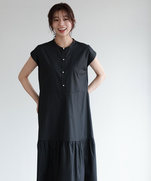 パールボタンティアードワンピース