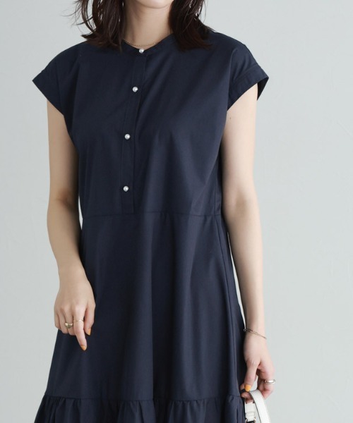 パールボタンティアードワンピース