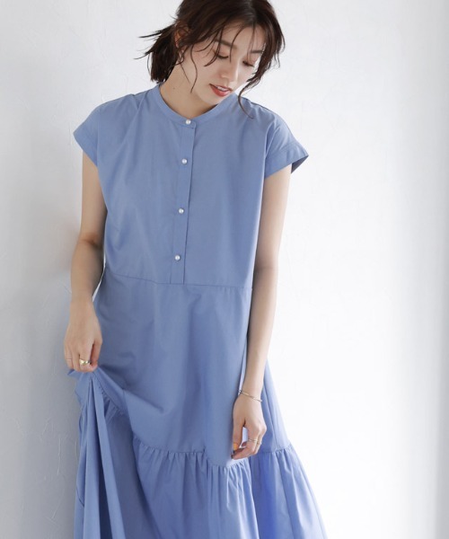 パールボタンティアードワンピース