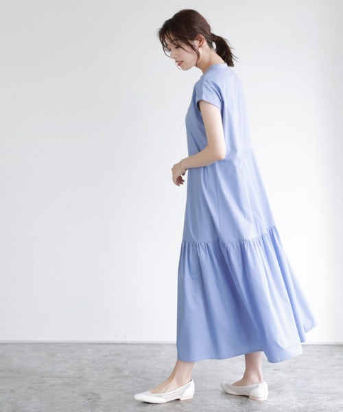 パールボタンティアードワンピース