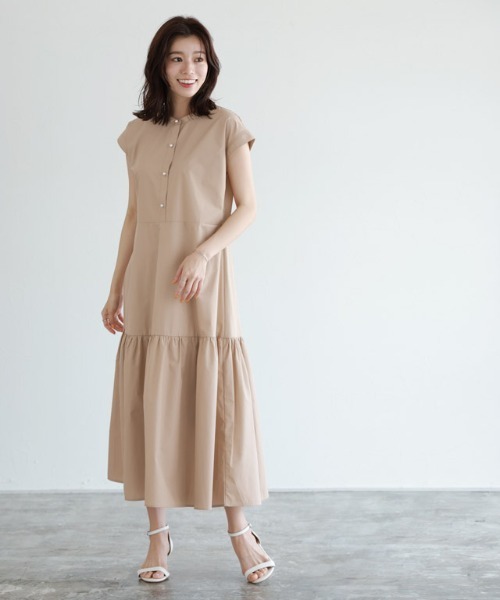 パールボタンティアードワンピース