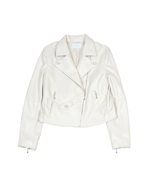 MILK フェイクレザー ライダース ジャケット ホワイト MILK（ミルク）の「Faux-leather ライダース（ライダース
