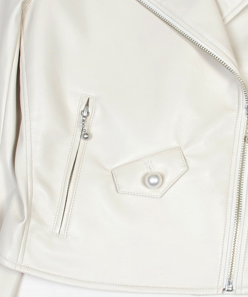 MILK フェイクレザー ライダース ジャケット ホワイト MILK（ミルク）の「Faux-leather ライダース（ライダース