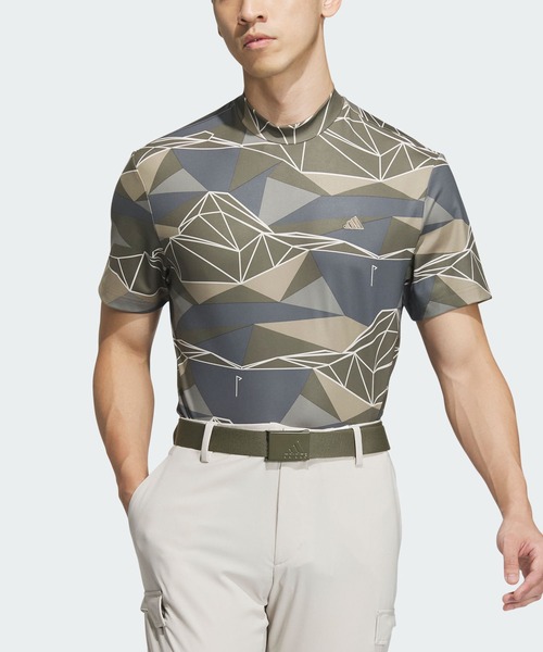 adidas - 新品　adidas アディダス　ストレッチ モックシャツ GOLF セール】ジオメトリック モックネック 半袖ストレッチシャツ