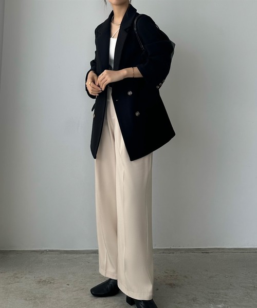 callautia（カラウティア）の「ウールライクダブルテーラードコート（テーラードジャケット・レディース・ブラウン/ブラック/ベージュ・SMALL/LARGE/MEDIUM）」の6枚目の写真