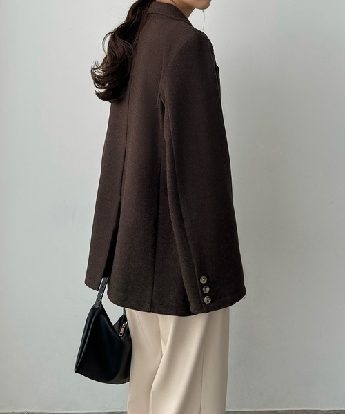 callautia（カラウティア）の「ウールライクダブルテーラードコート（テーラードジャケット・レディース・ブラウン/ブラック/ベージュ・SMALL/LARGE/MEDIUM）」の12枚目の写真