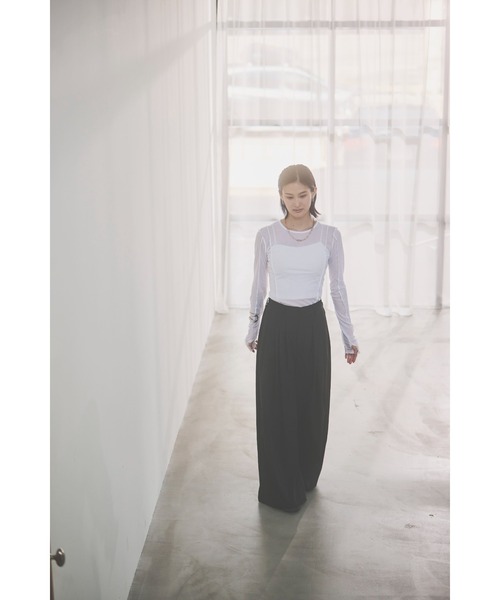 HANNE（アン）の「【てらまゆコラボ】デザインシアートップス（Tシャツ/カットソー・レディース・ホワイト/チャコールグレー/ブラウン/ブラック・FREE）」の7枚目の写真