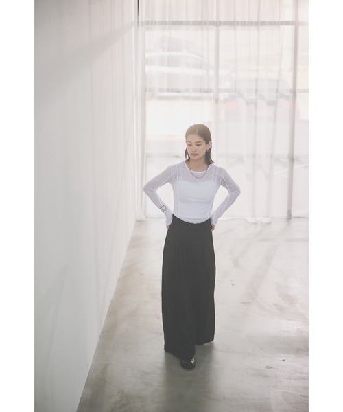 HANNE（アン）の「【てらまゆコラボ】デザインシアートップス（Tシャツ/カットソー・レディース・ホワイト/チャコールグレー/ブラウン/ブラック・FREE）」の8枚目の写真