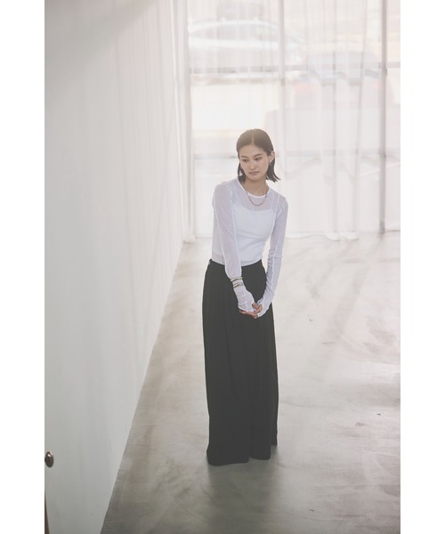 HANNE（アン）の「【てらまゆコラボ】デザインシアートップス（Tシャツ/カットソー・レディース・ホワイト/チャコールグレー/ブラウン/ブラック・FREE）」の11枚目の写真