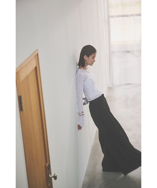 HANNE（アン）の「【てらまゆコラボ】デザインシアートップス（Tシャツ/カットソー・レディース・ホワイト/チャコールグレー/ブラウン/ブラック・FREE）」の14枚目の写真