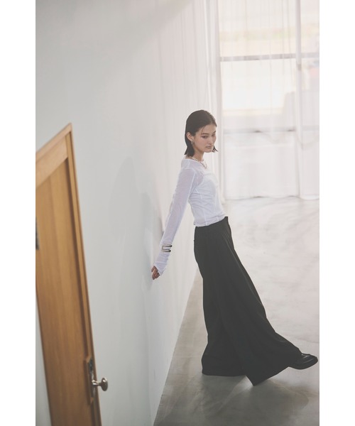 HANNE（アン）の「【てらまゆコラボ】デザインシアートップス（Tシャツ/カットソー・レディース・ホワイト/チャコールグレー/ブラウン/ブラック・FREE）」の15枚目の写真