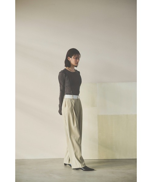 HANNE（アン）の「【てらまゆコラボ】デザインシアートップス（Tシャツ/カットソー・レディース・ホワイト/チャコールグレー/ブラウン/ブラック・FREE）」の20枚目の写真