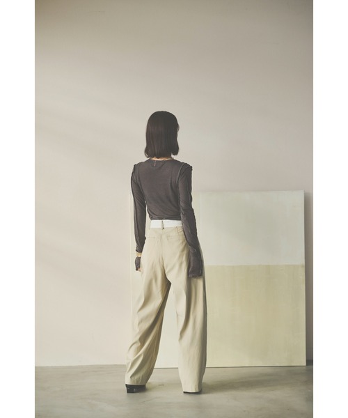 HANNE（アン）の「【てらまゆコラボ】デザインシアートップス（Tシャツ/カットソー・レディース・ホワイト/チャコールグレー/ブラウン/ブラック・FREE）」の22枚目の写真