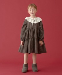 Lycee mine（リセマイン）の「付け衿付きコーデュロイティアードワンピース（シャツワンピース・キッズ）」