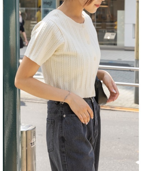 3.3 Field Trip (3.3フィールドトリップ)の「3.3 Field Trip/2WAYケーブルカーディガン(カーディガン/ボレロ・レディース・ブルー/アイボリー/ライトグレー・FREE)」の2枚目の写真