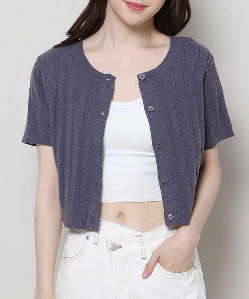 3.3 Field Trip (3.3フィールドトリップ)の「3.3 Field Trip/2WAYケーブルカーディガン(カーディガン/ボレロ・レディース・ブルー/アイボリー/ライトグレー・FREE)」の3枚目の写真