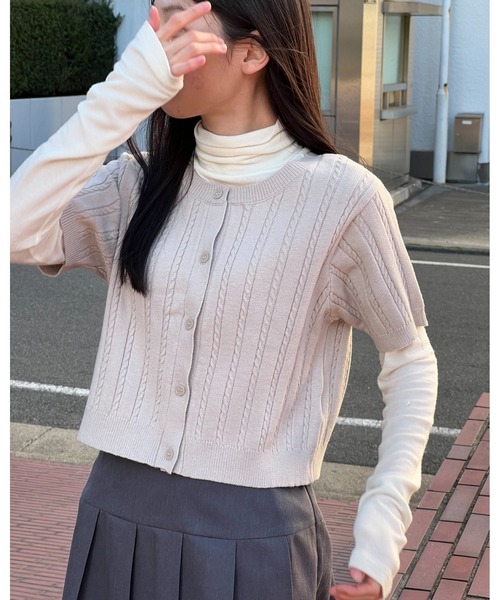 3.3 Field Trip (3.3フィールドトリップ)の「3.3 Field Trip/2WAYケーブルカーディガン(カーディガン/ボレロ・レディース・ブルー/アイボリー/ライトグレー・FREE)」の1枚目の写真