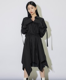 ランダムカットレイヤードシャツワンピース- キャミワンピース -