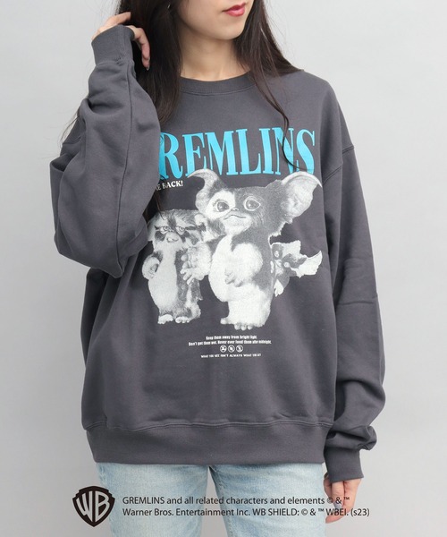 SNIDEL グレムリン　プリント グレー スウェット GREMLINS】別注 グレムリン ロックフォト オーバーサイズ