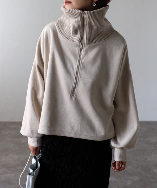ap retro（アプレトロ）の「スエードポンチハーフジッププルオーバー（スウェット・レディース・チャコールグレー/ブルー/アイボリー/モカ・FREE）」の12枚目の写真