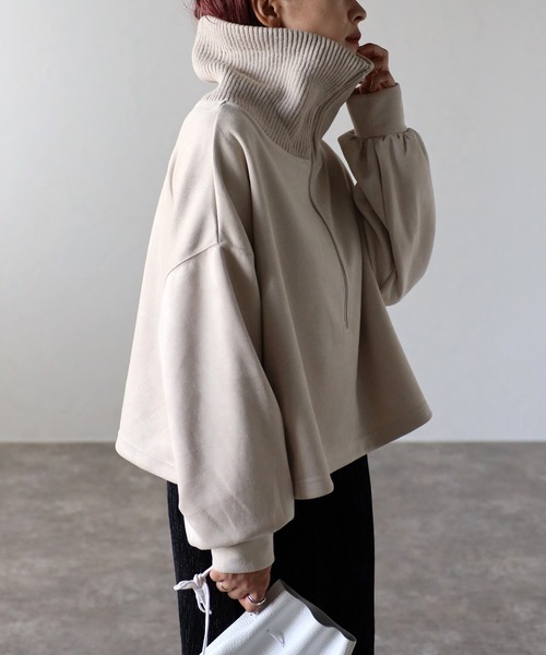 ap retro（アプレトロ）の「スエードポンチハーフジッププルオーバー（スウェット・レディース・チャコールグレー/ブルー/アイボリー/モカ・FREE）」の13枚目の写真