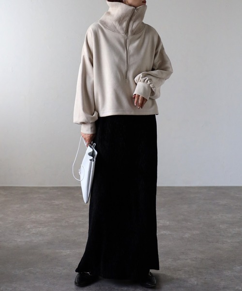 ap retro（アプレトロ）の「スエードポンチハーフジッププルオーバー（スウェット・レディース・チャコールグレー/ブルー/アイボリー/モカ・FREE）」の16枚目の写真