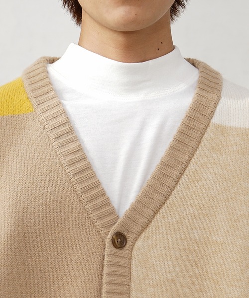 MinoriTY(マイノリティ)の「【MinoriTY】ふわふわビッグシルエットパッチワークカーディガン セーター ニット メンズ 秋服(カーディガン/ボレロ・メンズ・ブルー/ベージュ/グレー・L/M)」の10枚目の写真