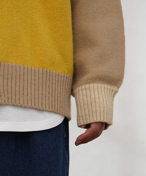 MinoriTY(マイノリティ)の「【MinoriTY】ふわふわビッグシルエットパッチワークカーディガン セーター ニット メンズ 秋服(カーディガン/ボレロ・メンズ・ブルー/ベージュ/グレー・L/M)」の12枚目の写真