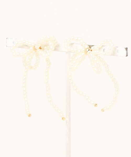 LOWRYS FARM（ローリーズファーム）の「リボンピアス　 984000（ピアス（両耳用）・レディース・アイボリー/クリア/ブラック・FREE）」の2枚目の写真