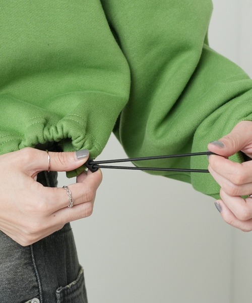 WEGO（ウィゴー）の「WEGO/裏起毛ドロストショートスウェット（スウェット・レディース・杢グレー/ブラック/グリーン・FREE）」の9枚目の写真