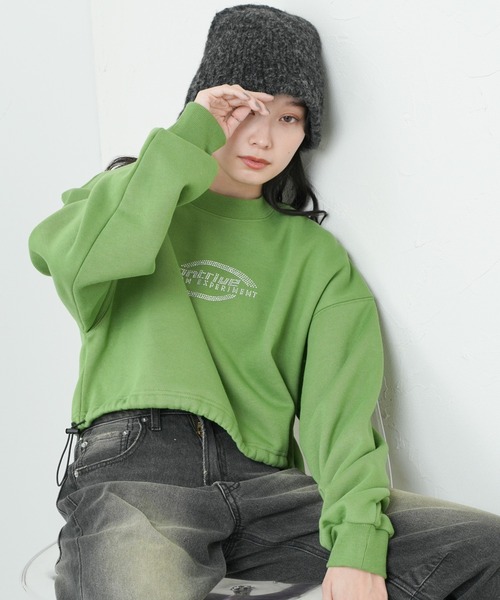 WEGO（ウィゴー）の「WEGO/裏起毛ドロストショートスウェット（スウェット・レディース・杢グレー/ブラック/グリーン・FREE）」の12枚目の写真