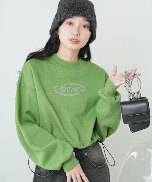 WEGO（ウィゴー）の「WEGO/裏起毛ドロストショートスウェット（スウェット・レディース・杢グレー/ブラック/グリーン・FREE）」の14枚目の写真