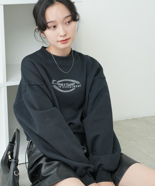 WEGO（ウィゴー）の「WEGO/裏起毛ドロストショートスウェット（スウェット・レディース・杢グレー/ブラック/グリーン・FREE）」の20枚目の写真