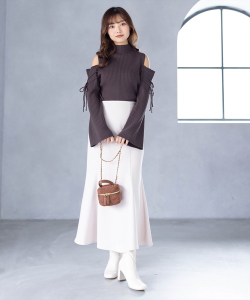 clear（クリア）の「オープンショルダーリボンニットトップス（ニット/セーター・レディース・ブラウン/アイボリー/ブラック・F）」の15枚目の写真