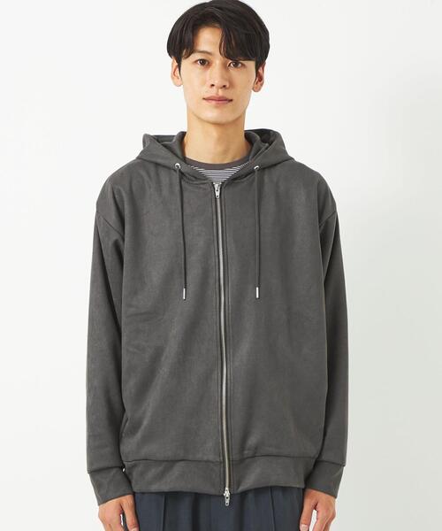 green label relaxing（グリーンレーベルリラクシング）の「スエードライク ジップ パーカー（カーディガン/ボレロ・メンズ・ライトグレー/ダークグレー・XL/S/M/L）」の6枚目の写真