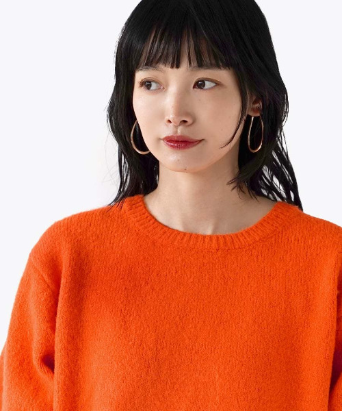 e-zakkamania stores(イーザッカマニアストアーズ)の「バルーンスリーブ バルキーニット プルオーバー(ニット/セーター・レディース・オフホワイト/ブラック/オレンジ・M)」の15枚目の写真