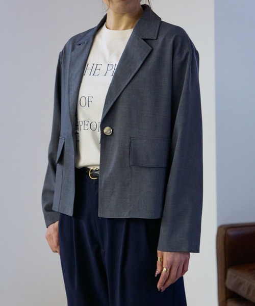 クロップドジャケット/ セットアップ対応（テーラードジャケット