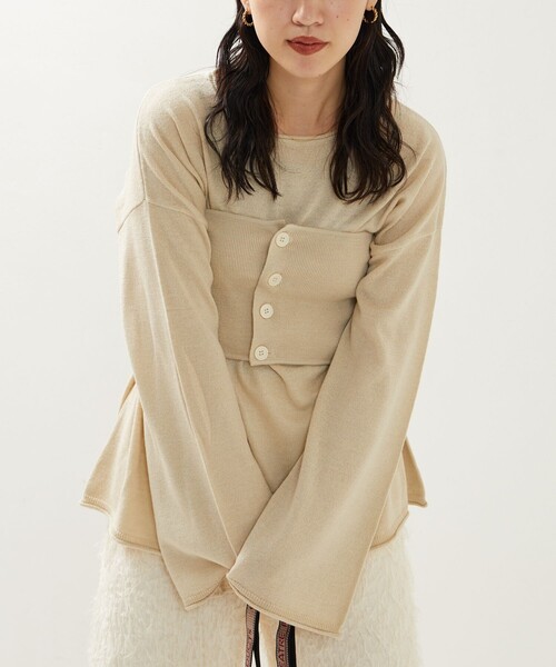 FREAK'S STORE(フリークスストア)の「限定展開 ビスチェセットニットロングスリーブTシャツ(前後2WAY)(アンサンブル・レディース・ブラウン/グリーン/ナチュラル/グレー/ブラック・フリ-)」の6枚目の写真