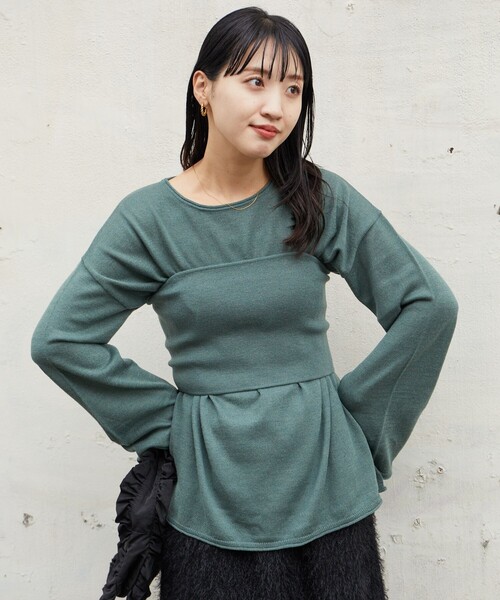 FREAK'S STORE(フリークスストア)の「限定展開 ビスチェセットニットロングスリーブTシャツ(前後2WAY)(アンサンブル・レディース・ブラウン/グリーン/ナチュラル/グレー/ブラック・フリ-)」の18枚目の写真