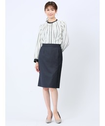 m.f.editorial | エムエフエディトリアルレディース/m.f.editorial:Women 配色バンドカラー プリント長袖比翼ブラウス(シャツ/ブラウス)